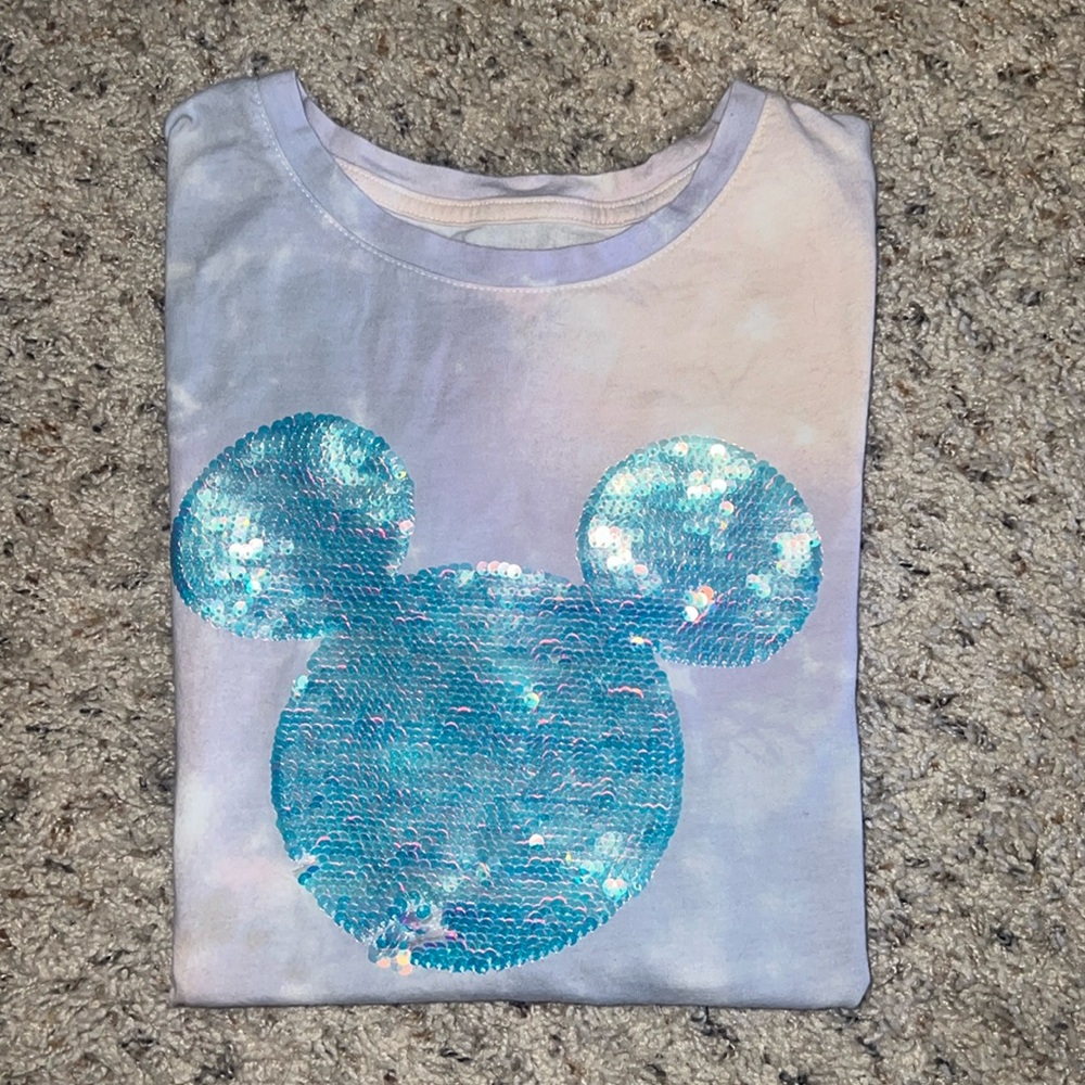 Gap Disney Collab Sequin Mickey Pastel Tie Dye Tee Girls Xl